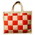 Jute Bag- Carrying Stripe Red color Bag