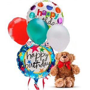 (09) Birthday Balloons W/ Teddy Bear