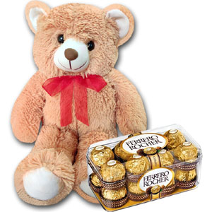 (19) Teddy Bear W/ Ferrero Rocher Chocolate