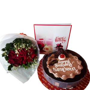 (04) Cake W/roses and card