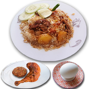 Star bashomoti Kachchi Biryani W/Chicken Roast, Zali kabab & Egg (Half Plate)