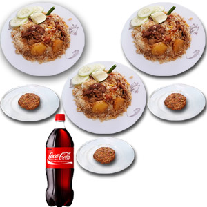 (09) Star Kachchi Biryani W/ Kabab & Coca Cola - 3 Person (Half Plate)