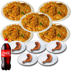 (27) Star Chicken Biryani W/ Chicken Roast & Coca Cola - 5 Person (Half Plate)