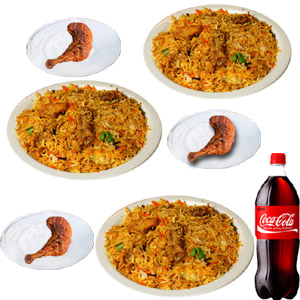 (25) Star Chicken Biryani W/Chicken Roast & Coca Cola - 3 Person (Half plate)