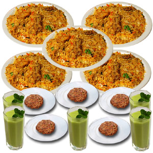 (31) Star Chicken Biryani, Kabab & Borhani - 5 Person (Half Plate)