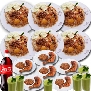 (17) Star Kachchi Biryani W/ Kabab,Chicken Roast, Coca cola & Borhani-6 person (Half Plate)