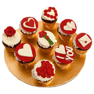 Red and white heart cupcake