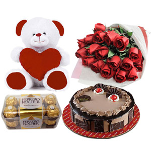 Bear W/ Cake,Chocolate,Rose