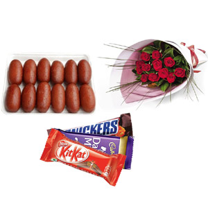 Sweets W/ Red roses & Chocolates