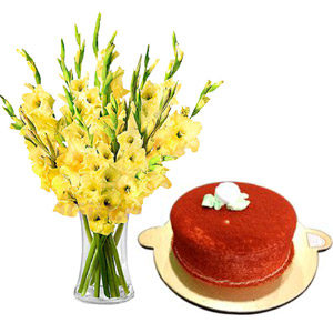 Gladiolus W/ Red Velvet cake