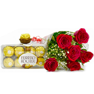 (74) Red Roses W/ Ferrero Rocher Chocolate