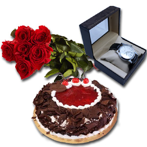 (02) Cake W/ Watch & Roses