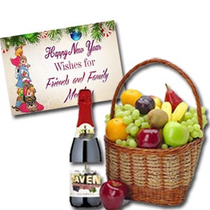 (01) Fruit basket W/ Sparkling Juice & Card