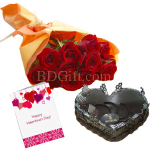 Cake W/ Flower & Valentines Card