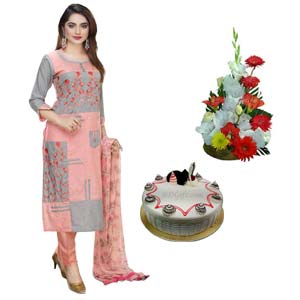 Cotton Salwar kameez,flower basket W/Cake