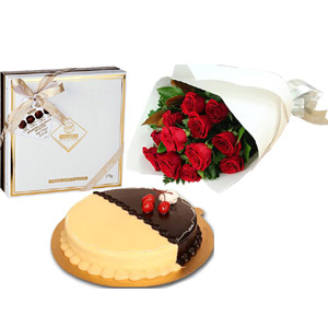 (02) Chocolate box W/ flowers & cake