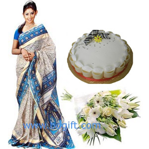 (55) Sharee W/ Cake & Mixed white Flowers
