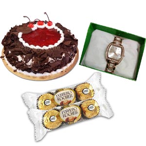 (19) Cake W/ Chocolate & Watch