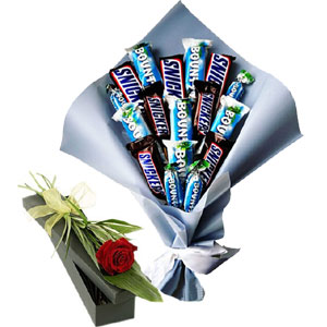 (16) Chocolate bouquet and rose