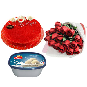 Cake W/ roses and ice cream