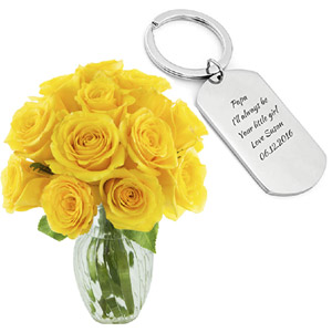 Yellow Roses W/ Key Ring