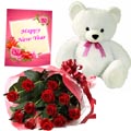 1 dz red roses w/ bear & card
