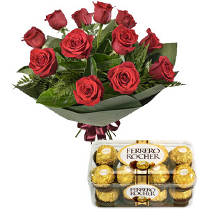 (0005) Red Roses W/ Ferrero Rocher Chocolate