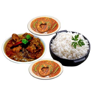 (22) Steamed Rice W/ Fish & Beef Kalia for 2 person
