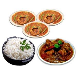 (23) Beef Kalia W/ Steamed Rice & Fish for 3 person