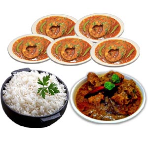 (24) Steamed Rice W/ fish & beef Kalia for 5 person