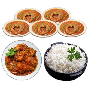 (30) Chicken jhal fry W/ Steamed Rice & fish for 5 person