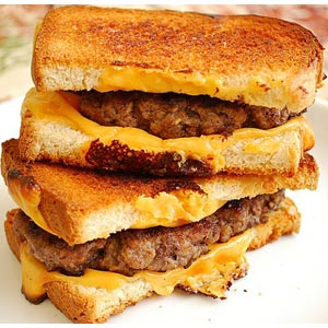 (10) Double beef grilled cheese sandwich
