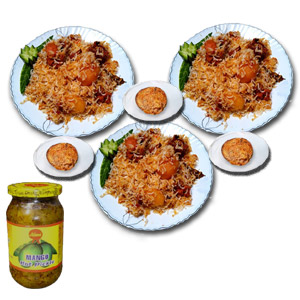 Fakruddin Kachchi Biryani W/ Zali Kabab & Ruchi Mango Pickle.