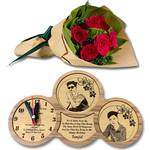  Customized Table Clock W/ Roses