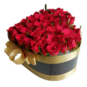 50 Roses W/ Heart Shaped box 