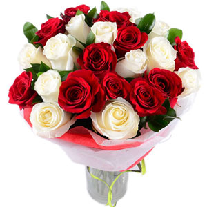 (28)24 white and red roses mix