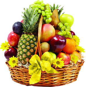 (11) Fruit Basket W/ Flowers