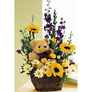 Flower basket W/ Bear