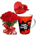 12 Pieces Red Roses W/ Chocolate & Valentine Mug