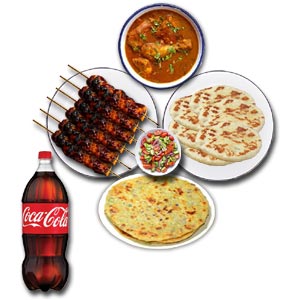 (09) Star Beef Sheek Kabab W/ Naan, Paratha,chicken Jhal Fry,Salad and Coke-6 Person