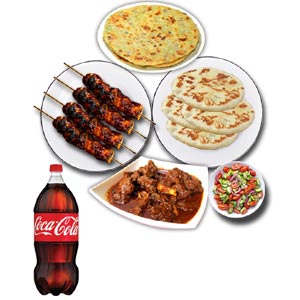 (12) Star Beef Sheek Kabab W/ Naan, Paratha,Mutton Jhal Fry, Kabab Salad and Coke-4 Person