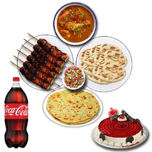(10) Star Beef Sheek Kabab W/ Naan, Paratha,chicken Jhal Fry,Salad, Coke and Cake-6 Person