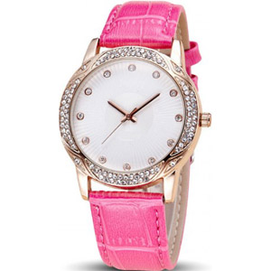 (19) Stylish pink belt stone watch