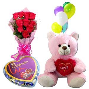 (02)Flowers with Teddy and chocolates ,Balloon