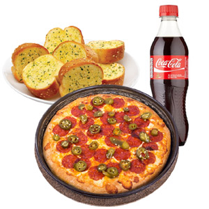 Meal Deal ( Medium Pizza, 4 Garlic Bread Cheese & Coke)