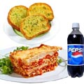 (04) Lasagna W/Garlic Bread & Pepsi For One Person
