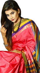Katan silk saree with beautiful design from fashion house