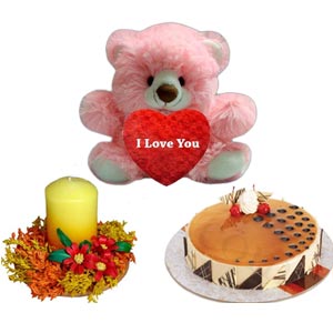 Cake W/ teddy bear & candle