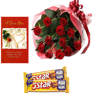 (30) Red roses W/ card & chocolates