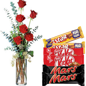 (39) Red roses W/ chocolates